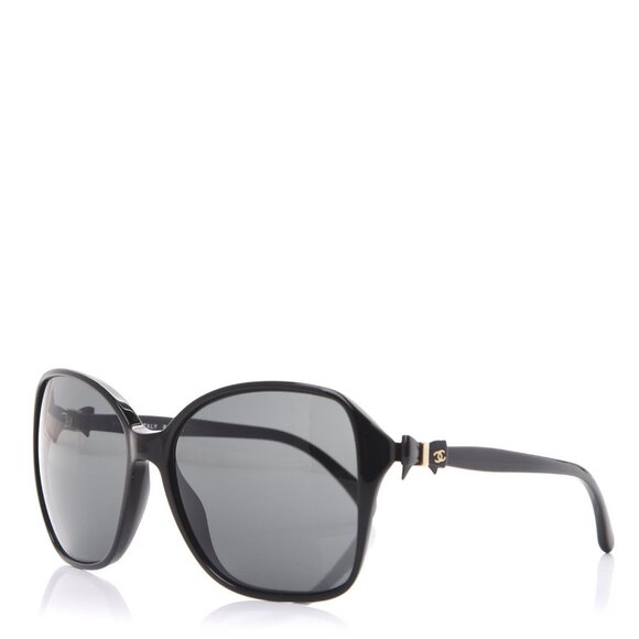 Chanel Black Frame Black Tint Bow Sunglasses-5205 - Picture 1 of 9